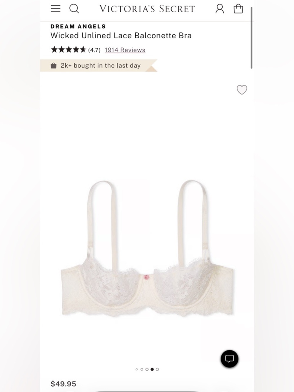 Victoria’s Secret lace balconette bra